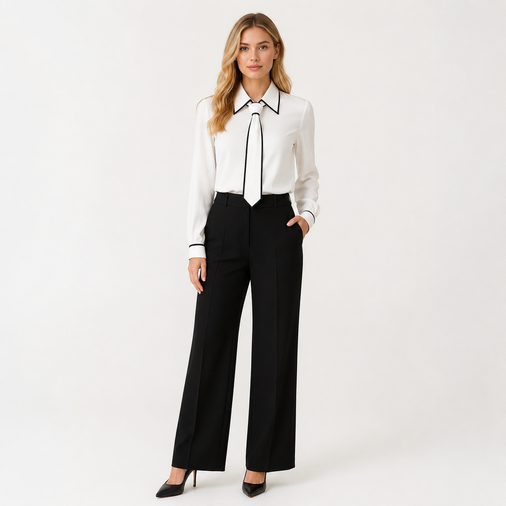 Bow Tie Long Sleeve Blouse