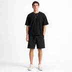 Textured Letter Drawstring Shorts