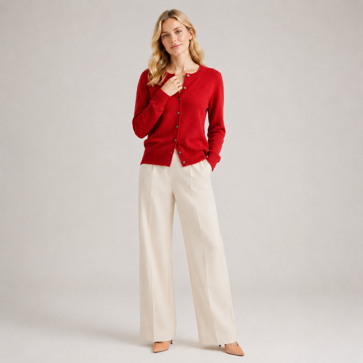 Soft-Knit Button-Front Cardigan