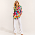 Floral Print Long Sleeve Lapel Blouse