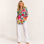 Floral Print Long Sleeve Lapel Blouse