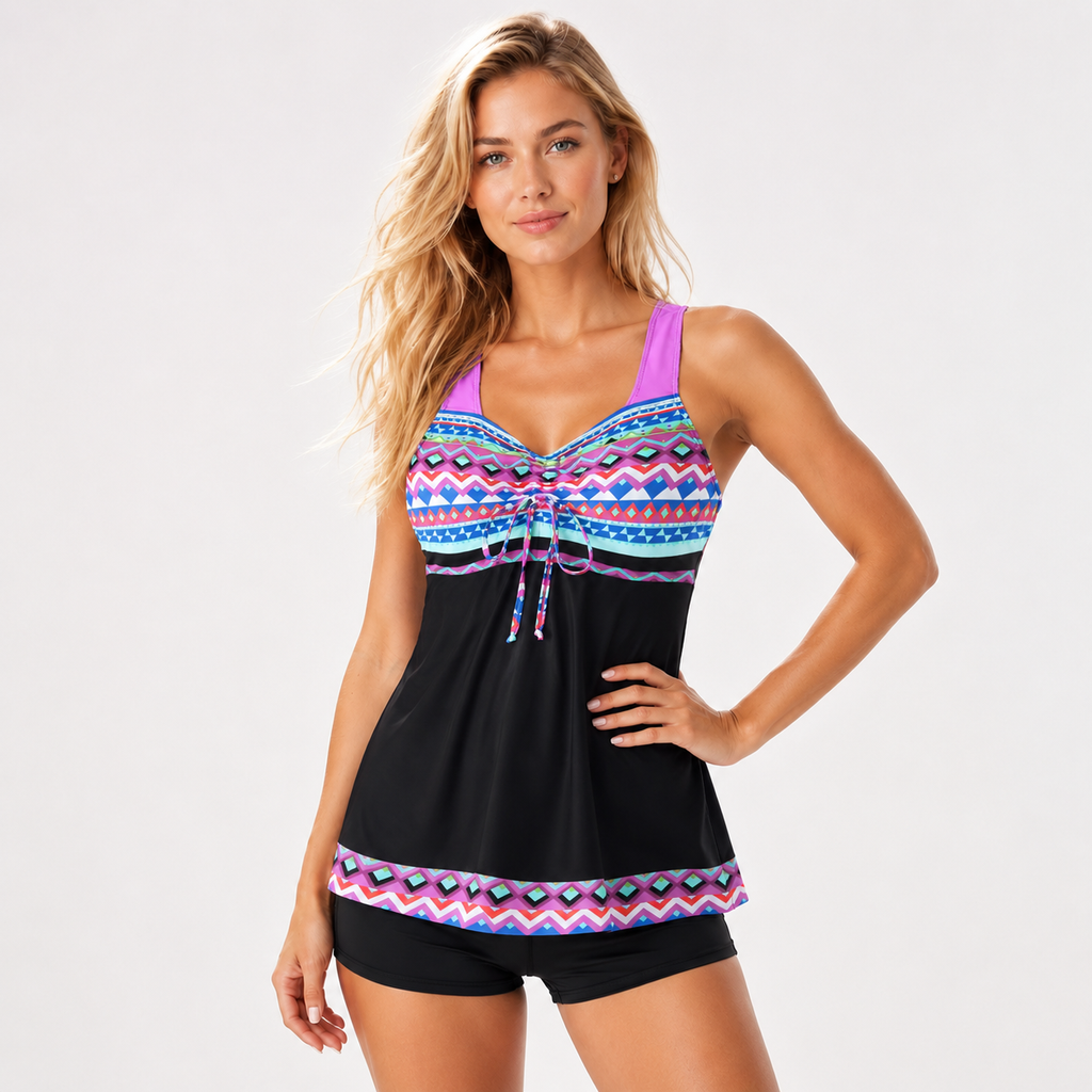 Drawstring Swing Tankini Set