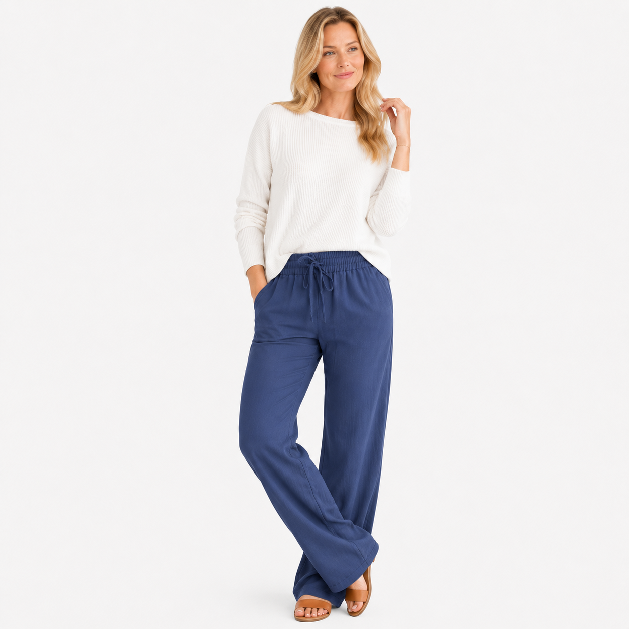 Linen Wide-Leg Chinos