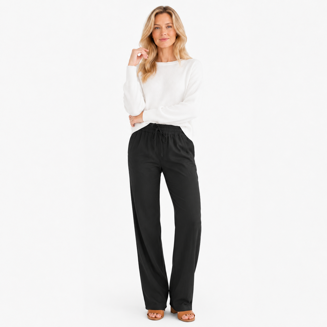 Linen Wide-Leg Chinos