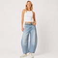 Barrel Leg Cropped Jeans