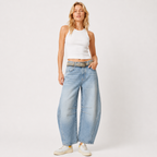 Barrel Leg Cropped Jeans