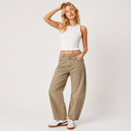 Barrel Leg Cropped Jeans