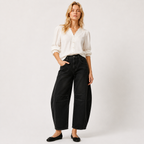 Barrel Leg Cropped Jeans