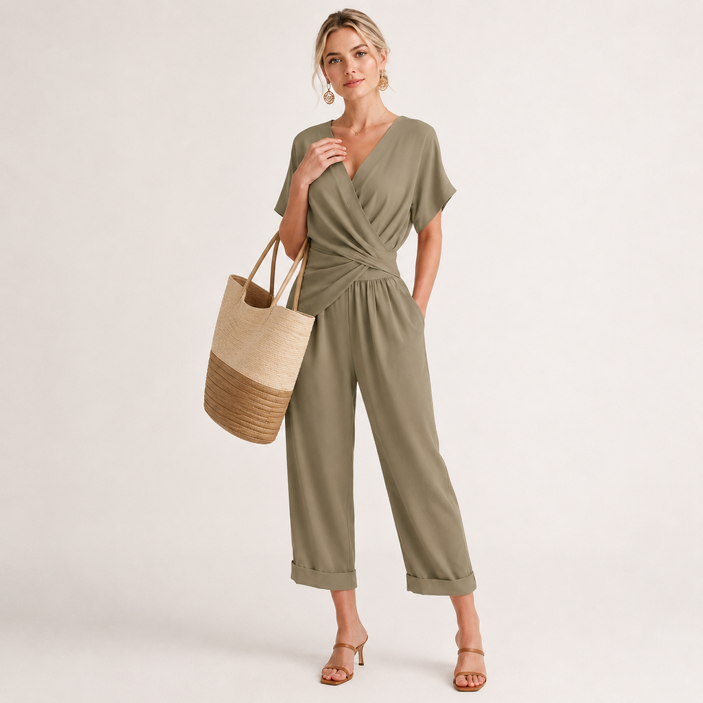 Short Sleeve Top and Trousers Two-Piece Set