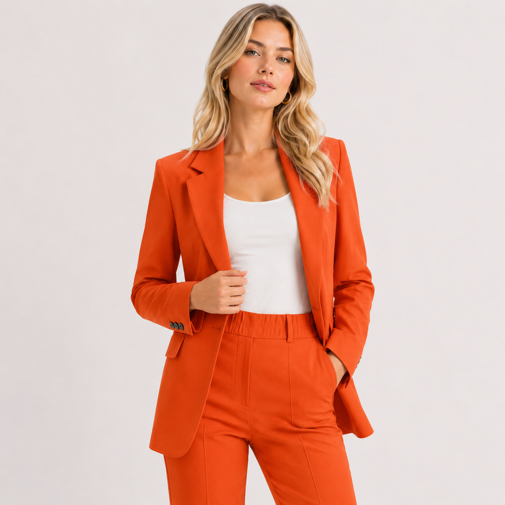 Peak Lapel Single Button Blazer and Trouser Suit