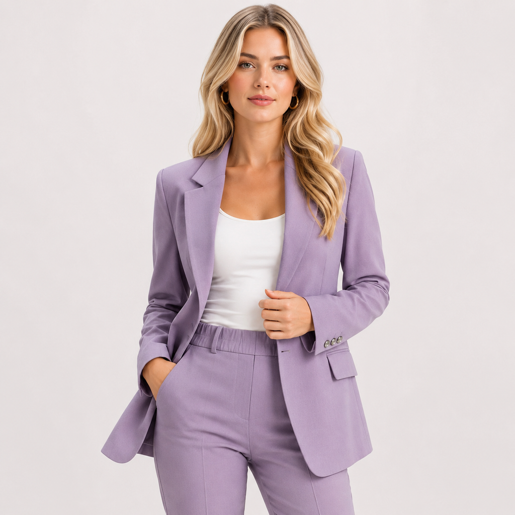 Peak Lapel Single Button Blazer and Trouser Suit