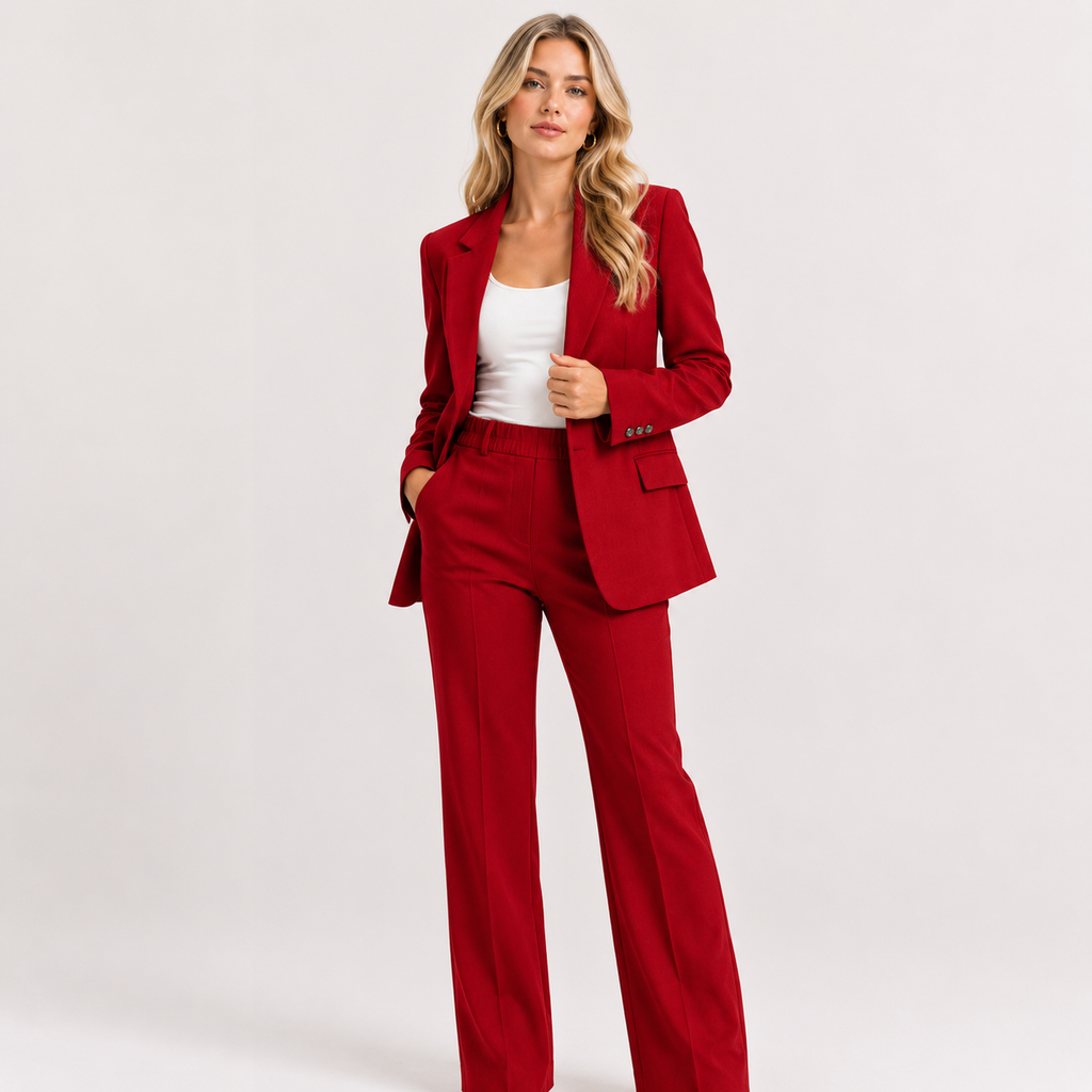 Peak Lapel Single Button Blazer and Trouser Suit