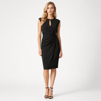 Keyhole Neck Ruched Midi Dress