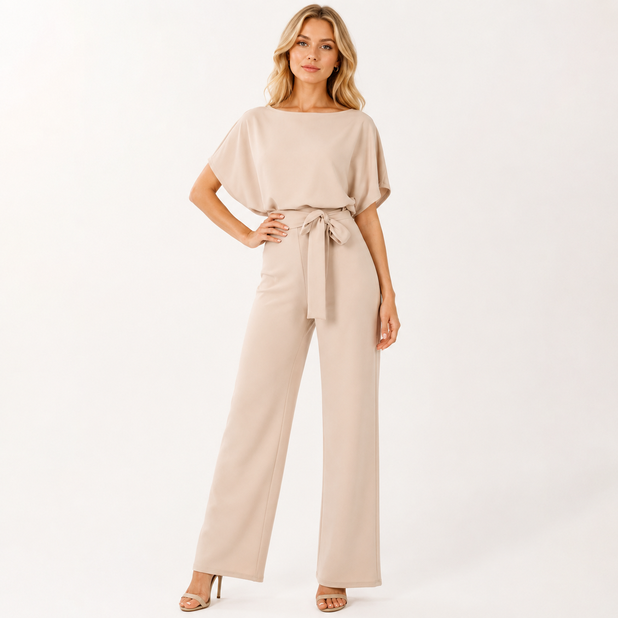 Tie Waist Wide Leg Jumpsuit