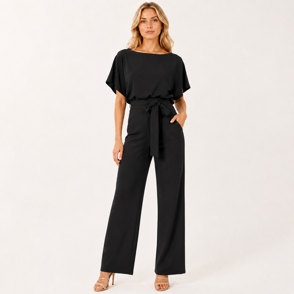 Tie Waist Wide Leg Jumpsuit