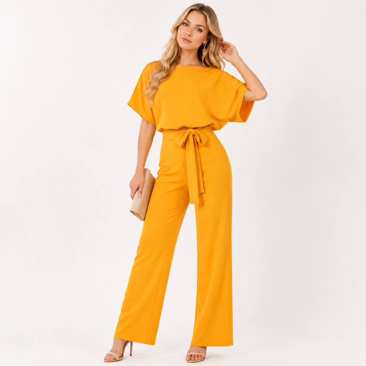 Tie Waist Wide Leg Jumpsuit