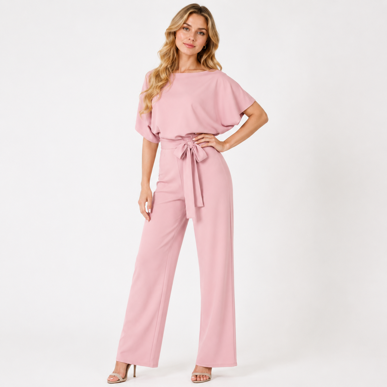 Tie Waist Wide Leg Jumpsuit
