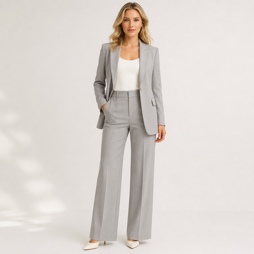 Peak Lapel Single Button Blazer and Trouser Suit