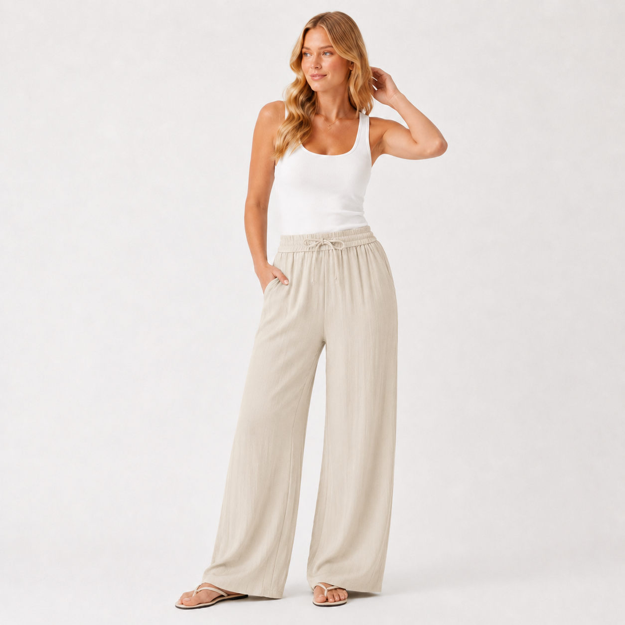 Wide Leg Linen Trousers
