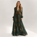 Floral Embroidered Long Sleeve Maxi Dress