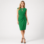 Keyhole Neck Ruched Midi Dress