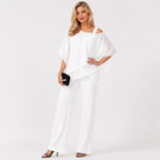 Cold Shoulder Chiffon Two Piece Trouser Set