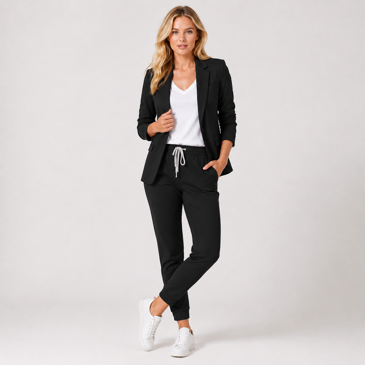 Blazer and Drawstring Trouser Set
