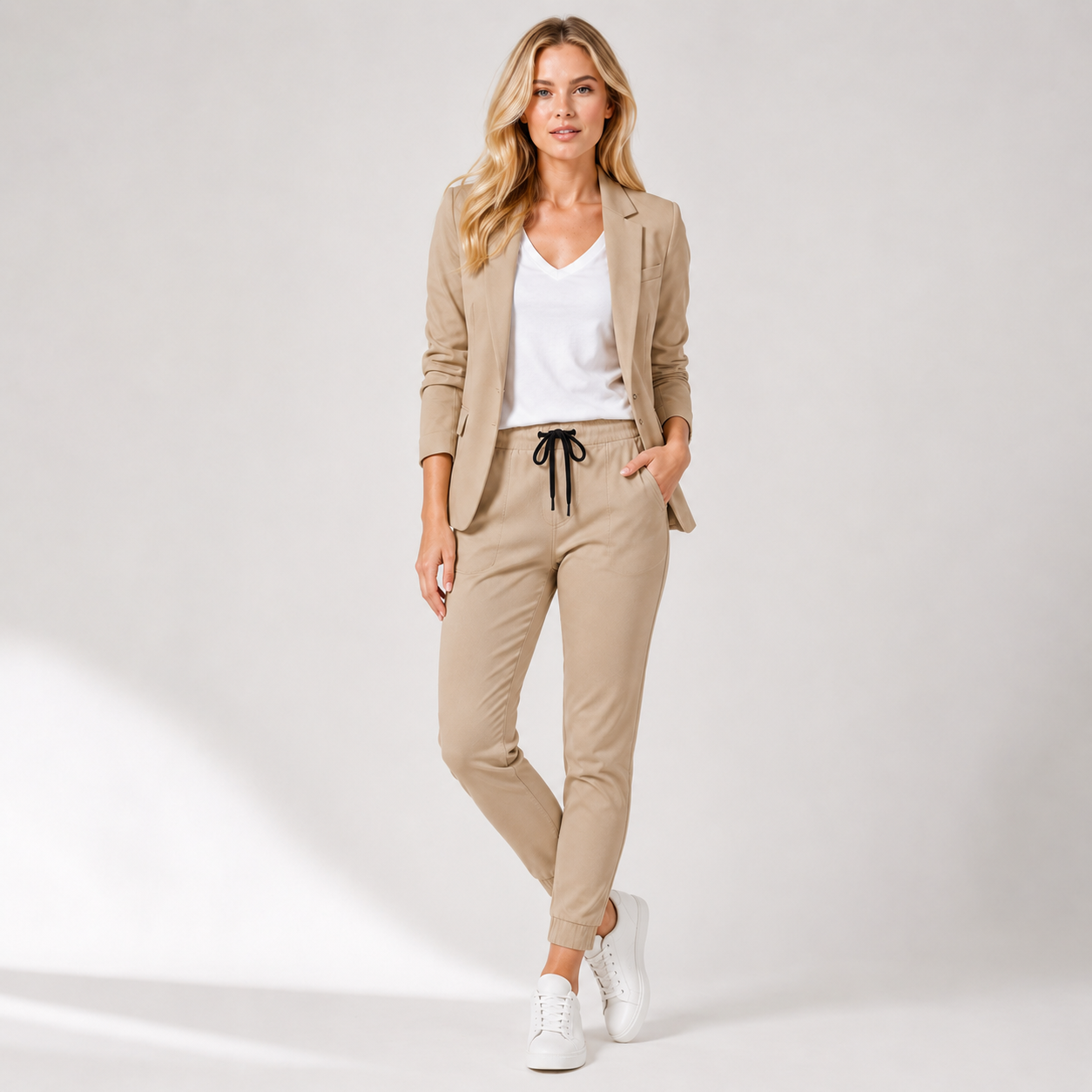 Blazer and Drawstring Trouser Set