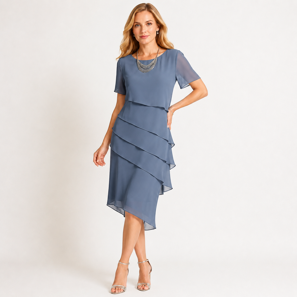 Tiered Chiffon Midi Dress