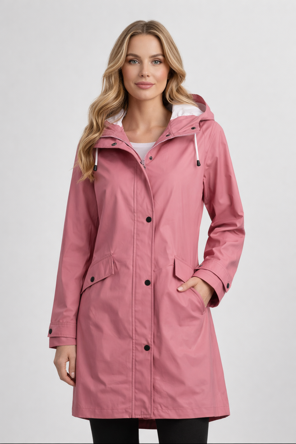 Velmora Long Rain Jacket with Hood