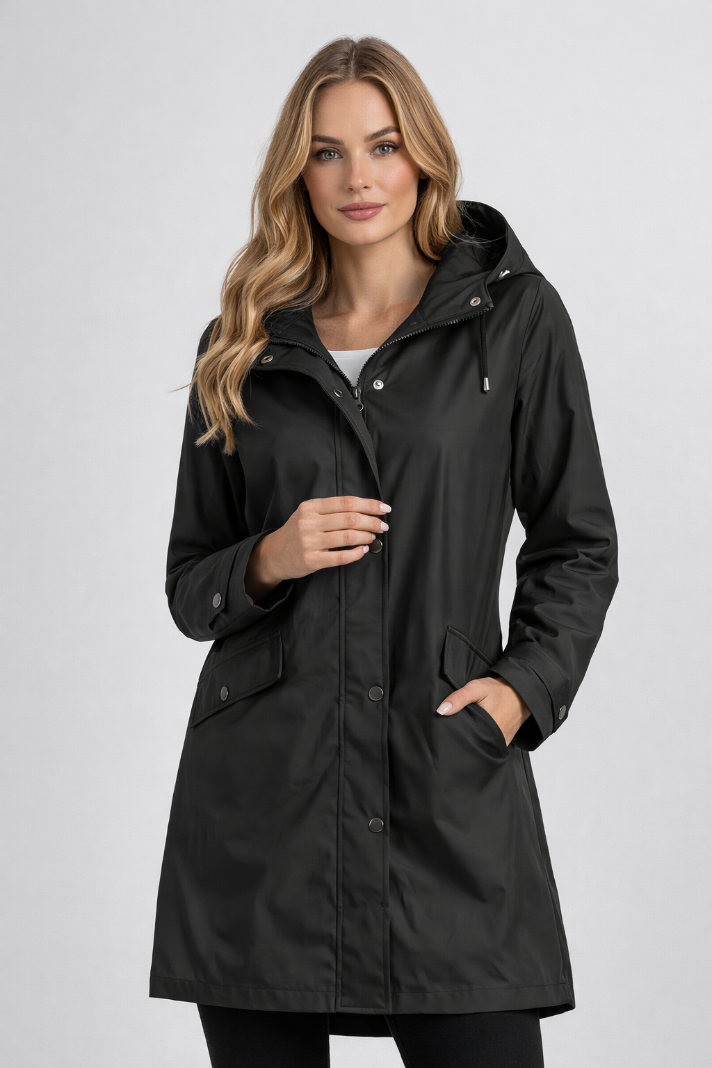 Velmora Long Rain Jacket with Hood