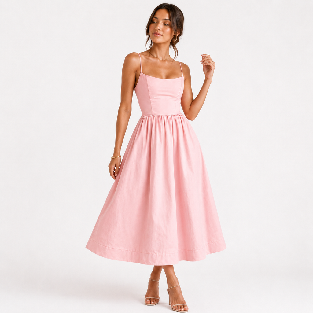 Sleeveless Low Cut A-line Maxi Dress