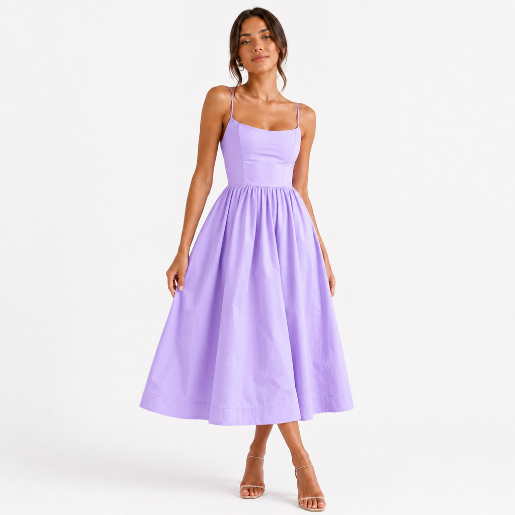Sleeveless Low Cut A-line Maxi Dress