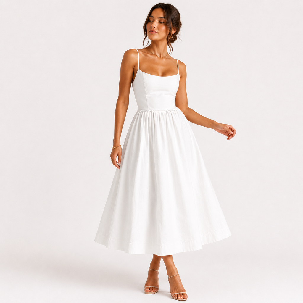 Sleeveless Low Cut A-line Maxi Dress