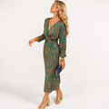 Long Sleeve V-Neck Floral Print Midi Dress