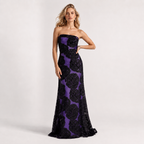 Strapless Floral Print Bodycon Maxi Dress