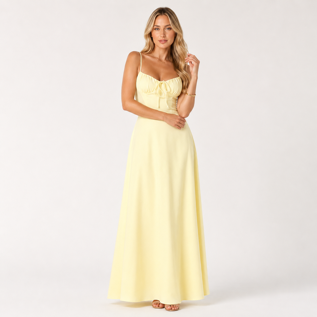 Spaghetti Strap A-line Wrap Maxi Dress
