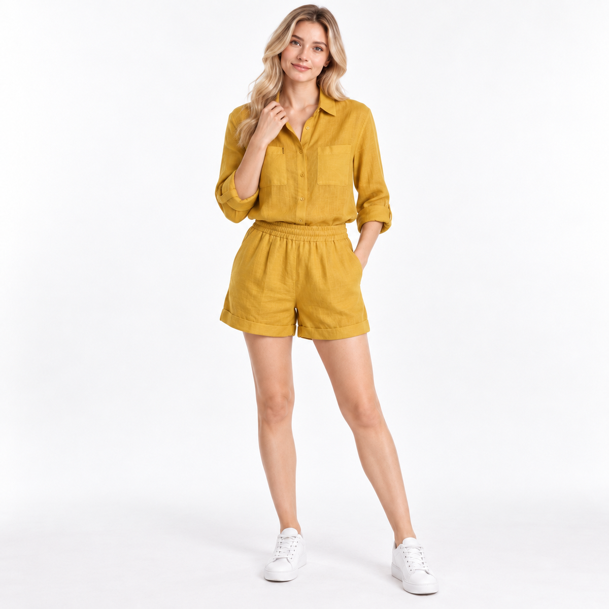 Long Sleeve Shirt and Shorts Set