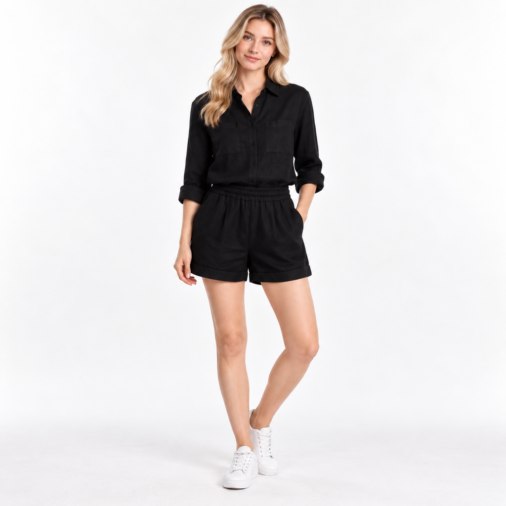 Long Sleeve Shirt and Shorts Set