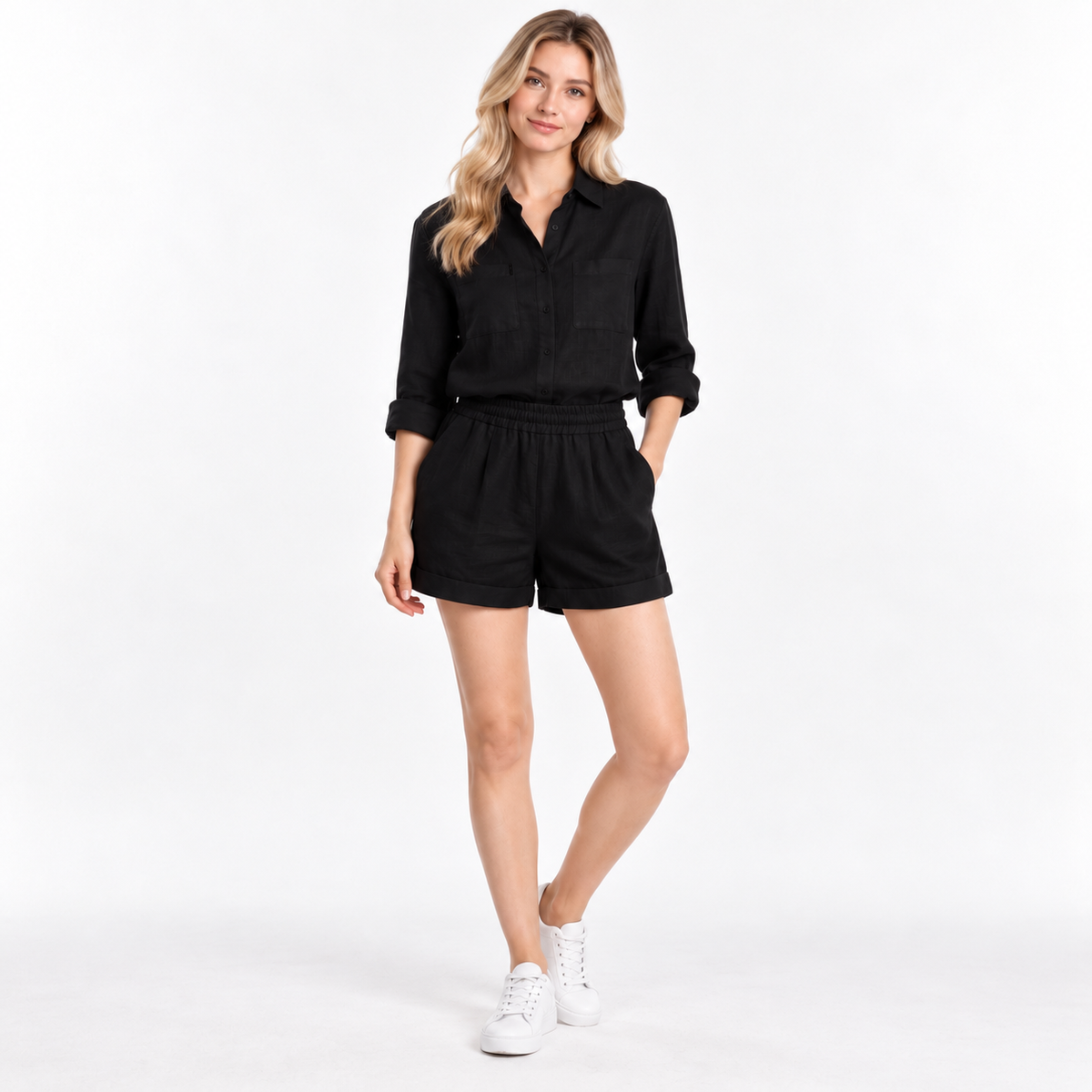 Long Sleeve Shirt and Shorts Set
