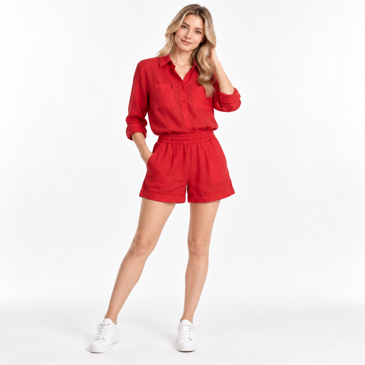 Long Sleeve Shirt and Shorts Set