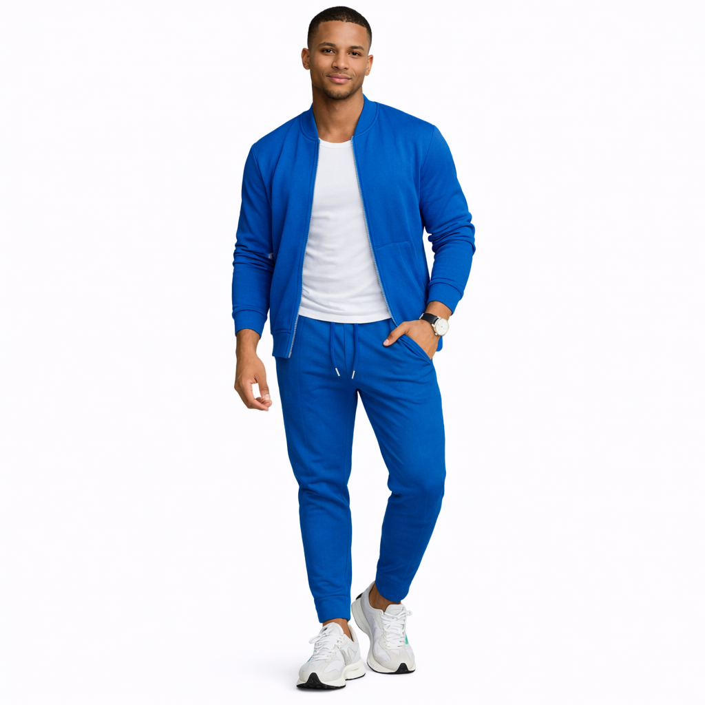 Waffle Texture Zip-Up Jacket and Jogger Set