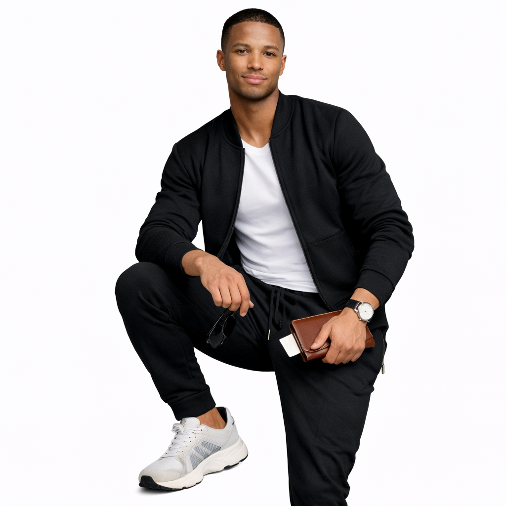 Waffle Texture Zip-Up Jacket and Jogger Set