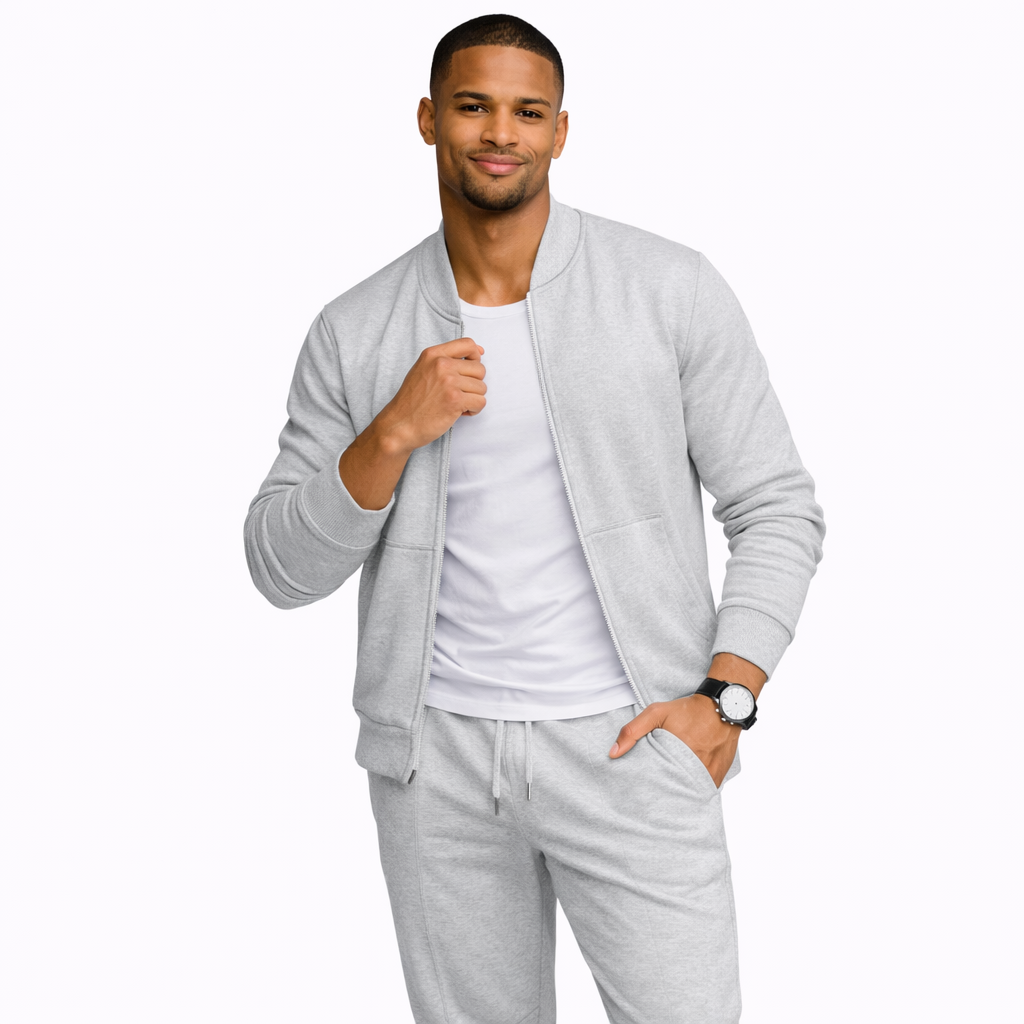 Waffle Texture Zip-Up Jacket and Jogger Set