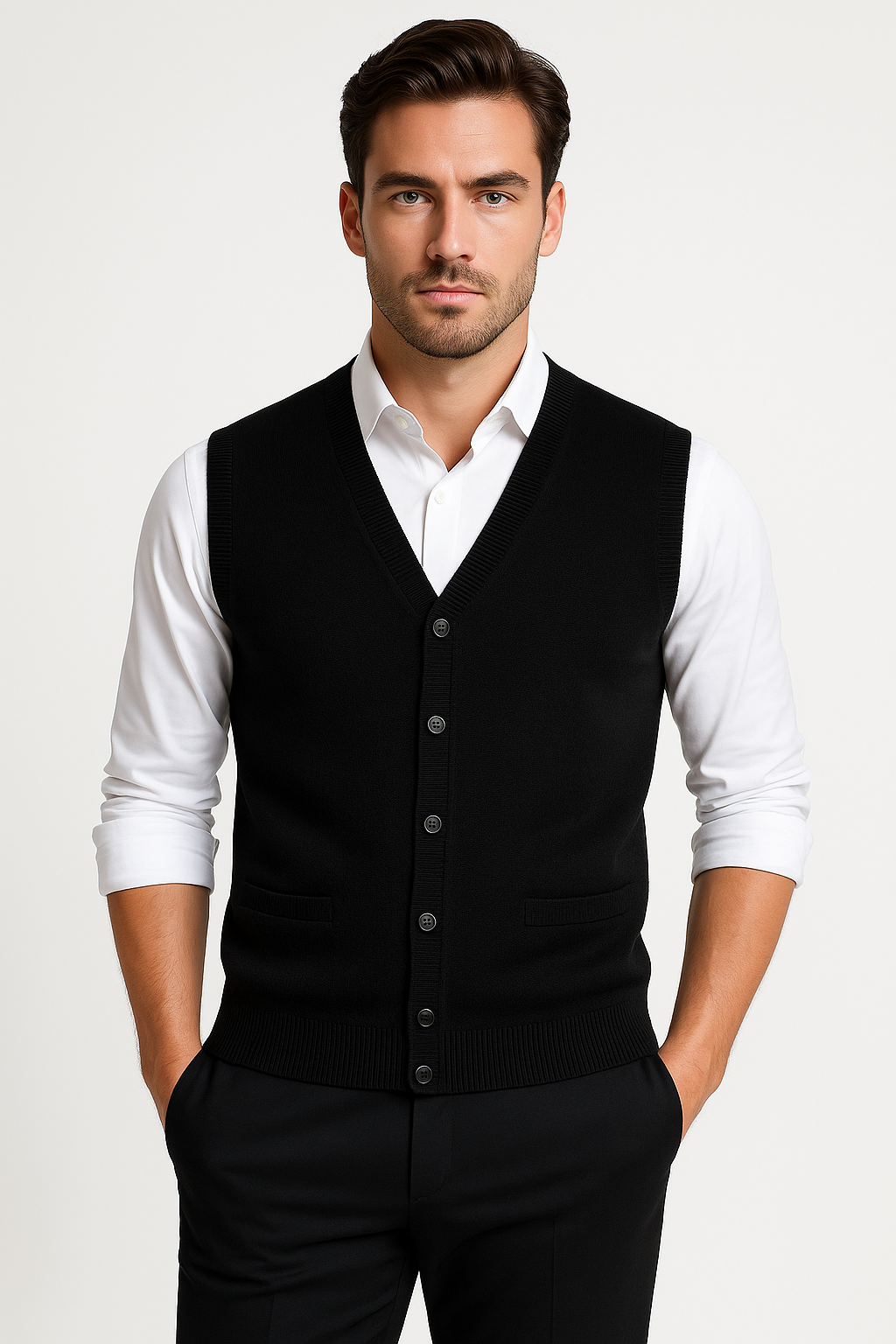 V-Neck Knit Sweater Vest