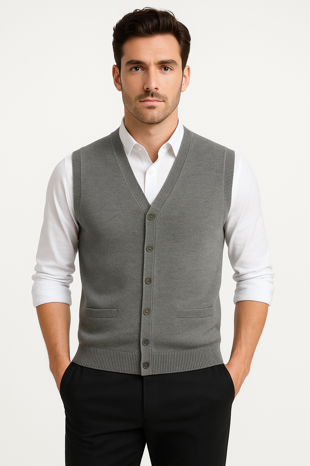 V-Neck Knit Sweater Vest