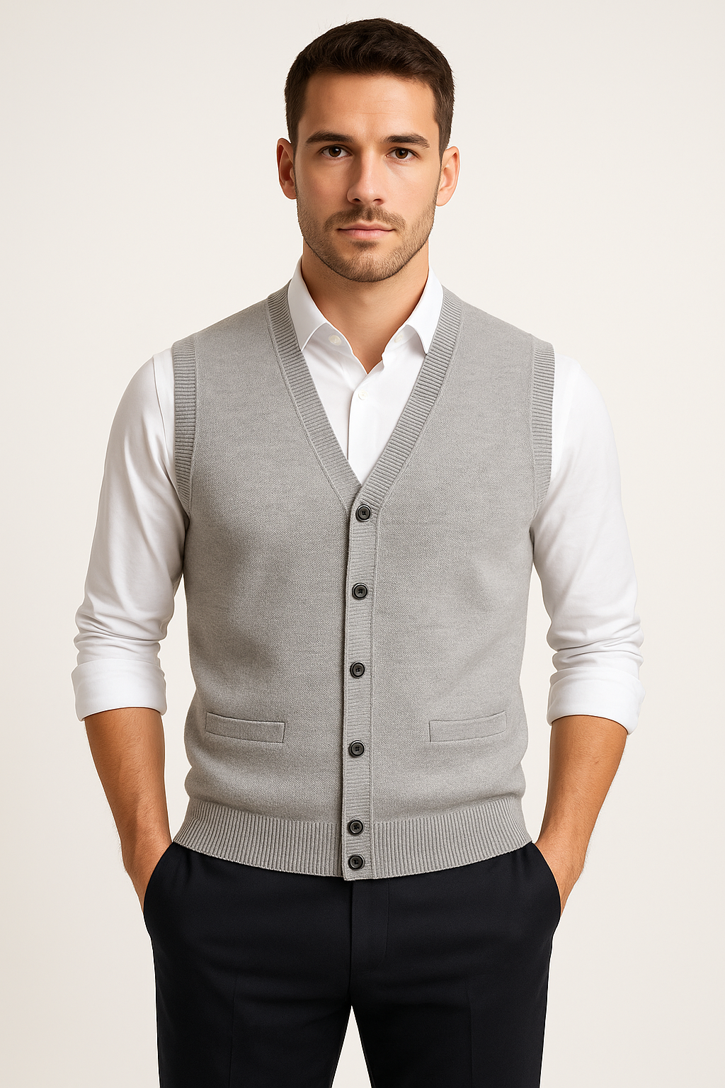 V-Neck Knit Sweater Vest