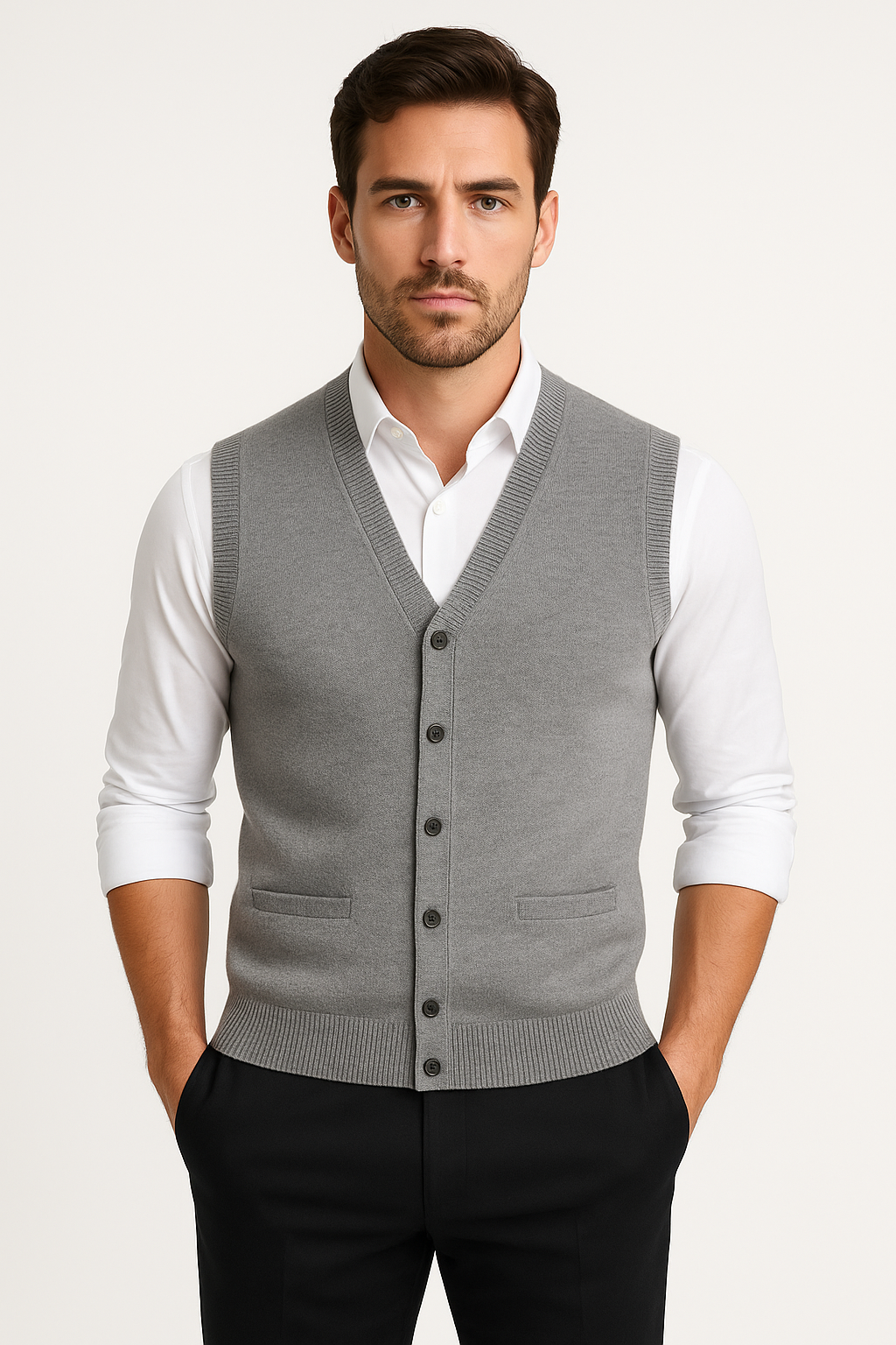 V-Neck Knit Sweater Vest