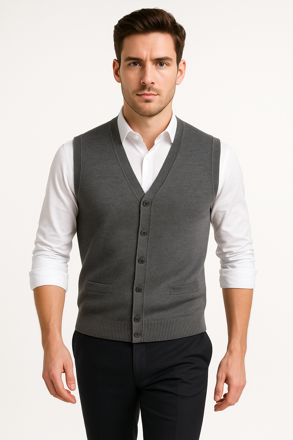 V-Neck Knit Sweater Vest