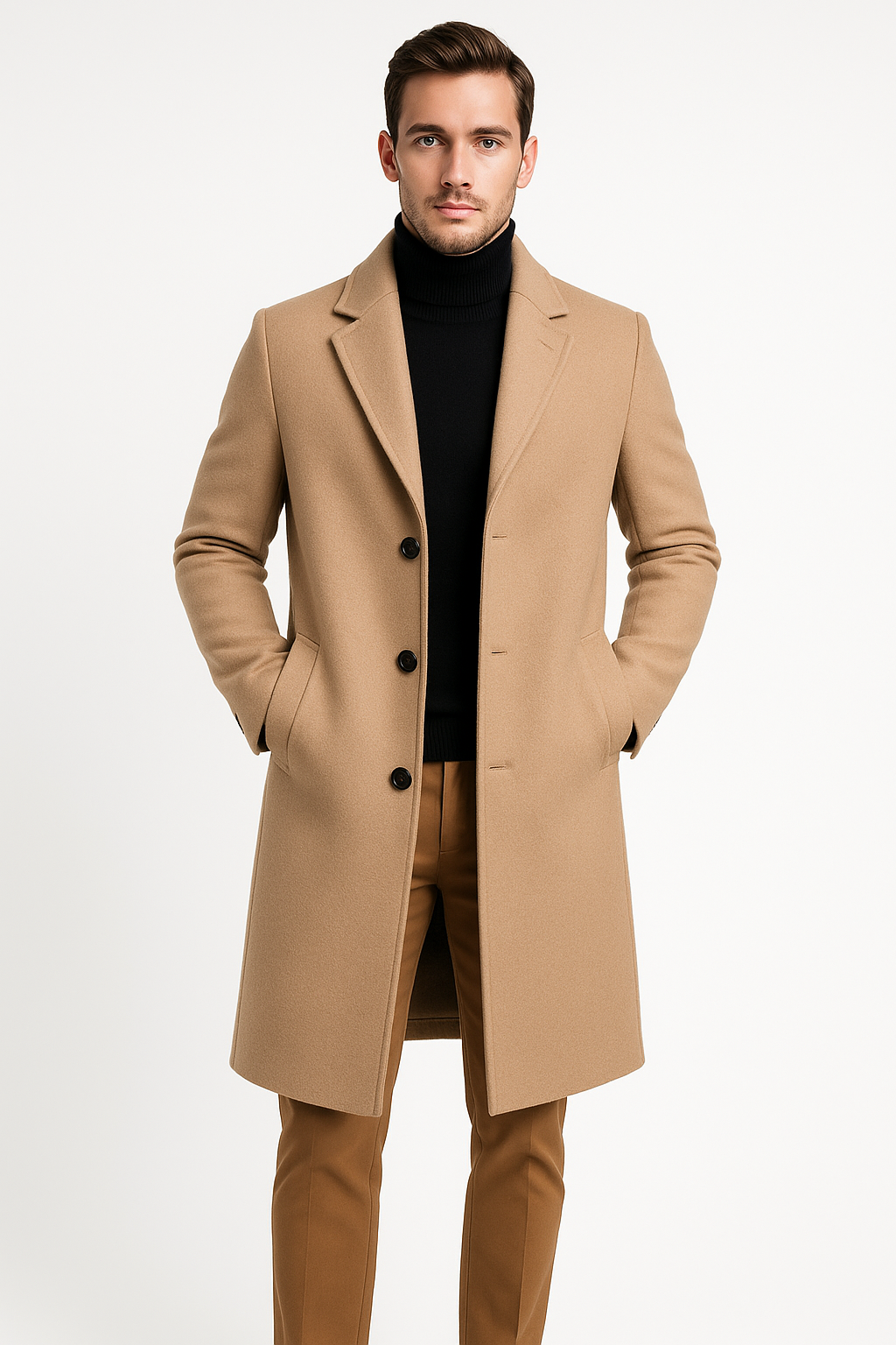 Single-Breasted Turn-Down Collar Coat